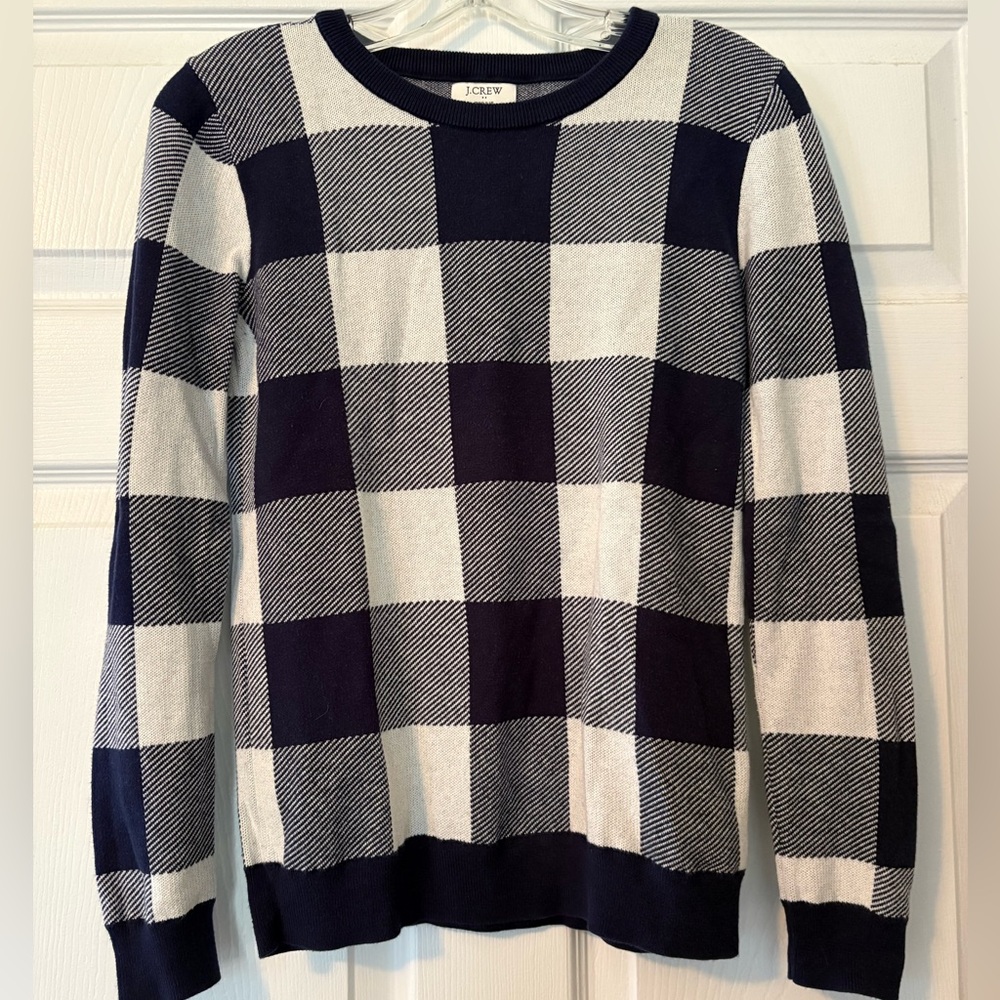 J. Crew jacquard teddie Womens Sweater Navy Cream size XS pullover preppy